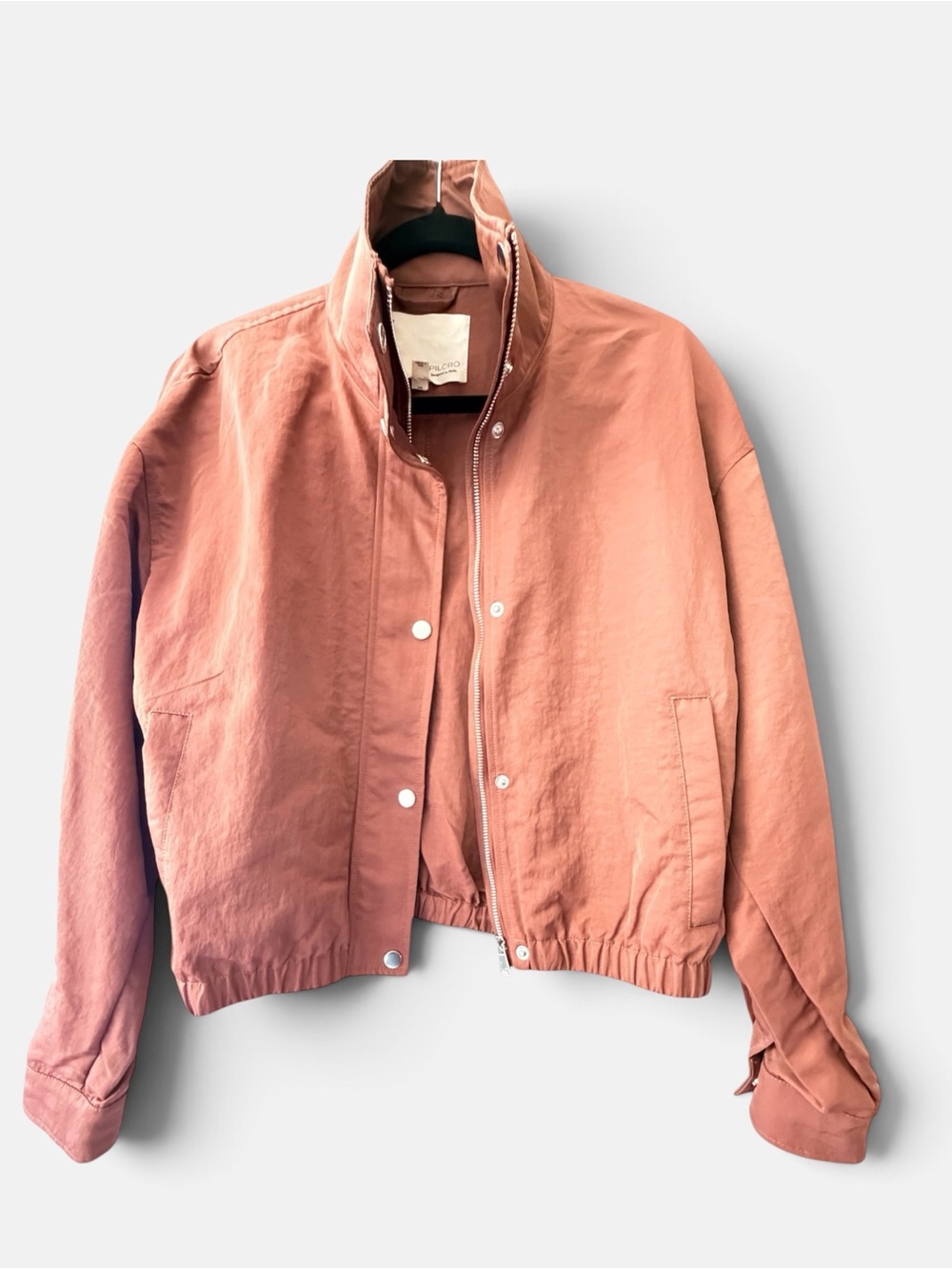 Pilcro Cohen Nylon Funnel Neck Bomber Jacket in Cocoa Size S - Picture 4 of 9